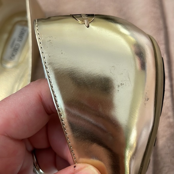 AUTHENTIC JIMMY CHOO GOLD FLATS SZ 41 - Picture 8 of 13